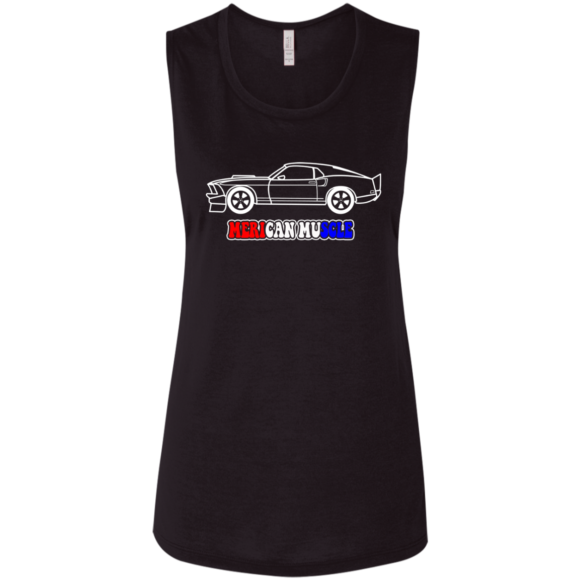 ArtichokeUSA Custom Design. Merican Muscle. Wu-Tang / Mustang Parody. Ladies' Flowy Muscle Tank