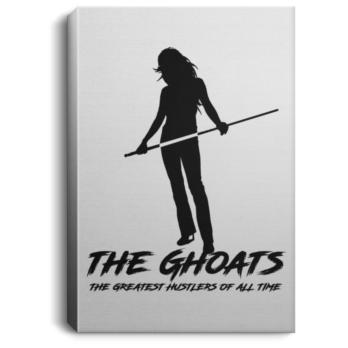 The GHOATS custom design #36. Shark Sighted. Female Pool Shark. Shoot At Your Own Risk. Pool / Billiards. Portrait Canvas .75in Frame