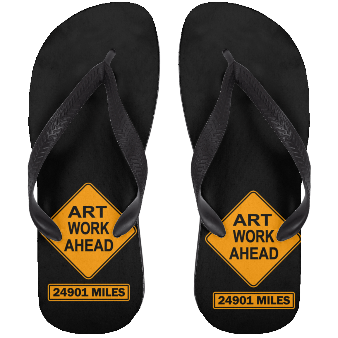 ArtichokeUSA Custom Design. Art Work Ahead. 24,901 Miles (Miles Around the Earth). Adult Flip Flops