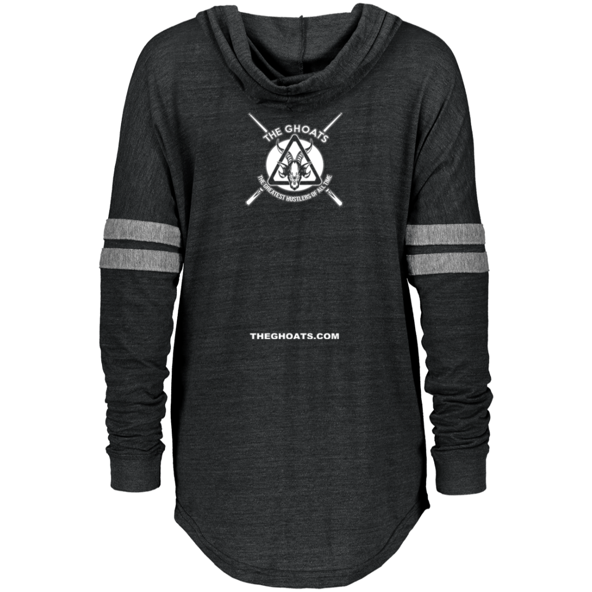 The GHOATS Custom Design. #11 Families That Hustle Together, Stay Together. Ladies Hooded Low Key Pullover