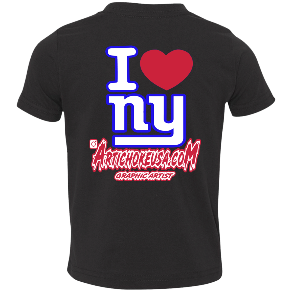 ArtichokeUSA Custom Design. I heart New York Giants. NY Giants Football Fan Art. Toddler Jersey T-Shirt