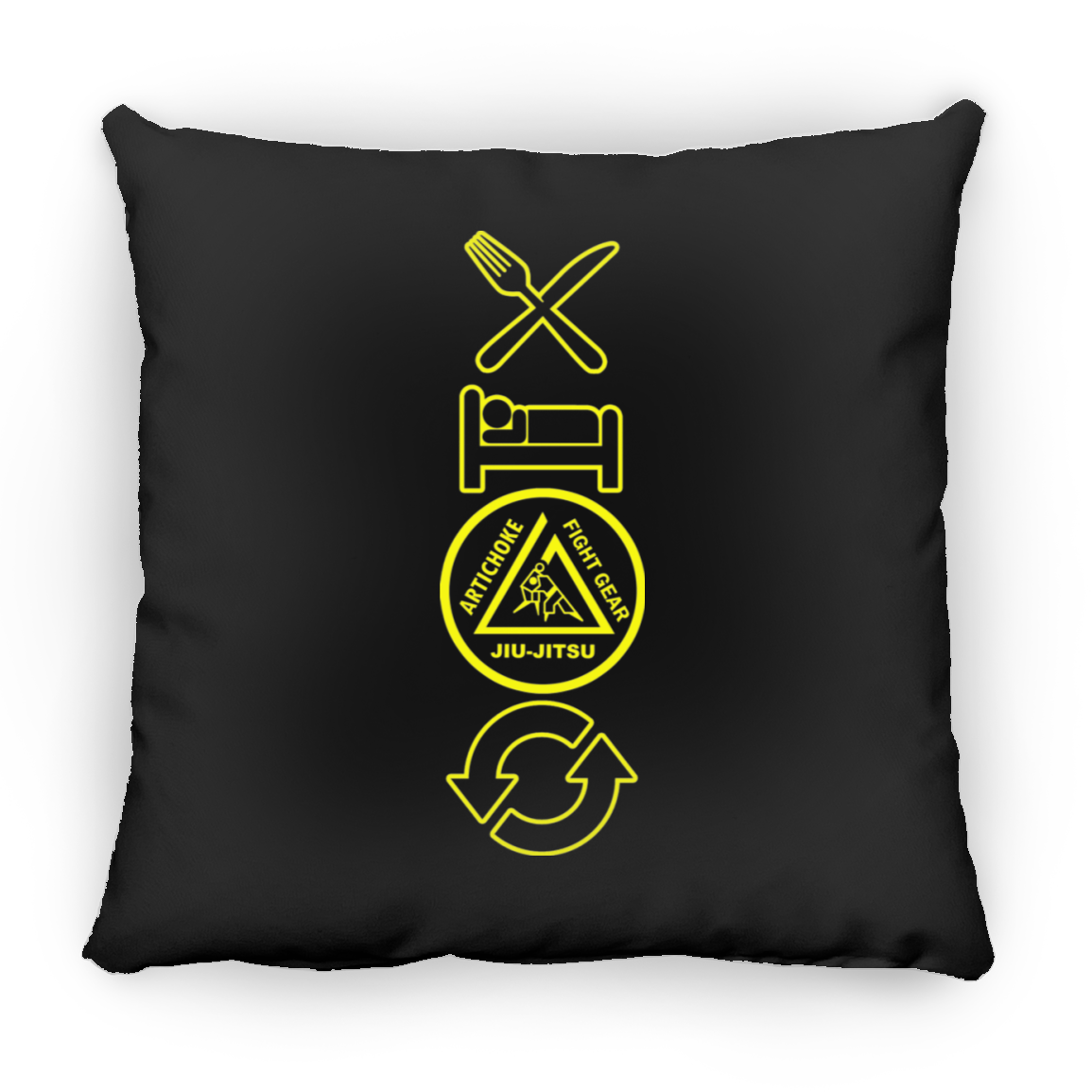 Artichoke Fight Gear Custom Design #9. EAT. SLEEP. JIU JITSU. REPEAT. Large Square Pillow