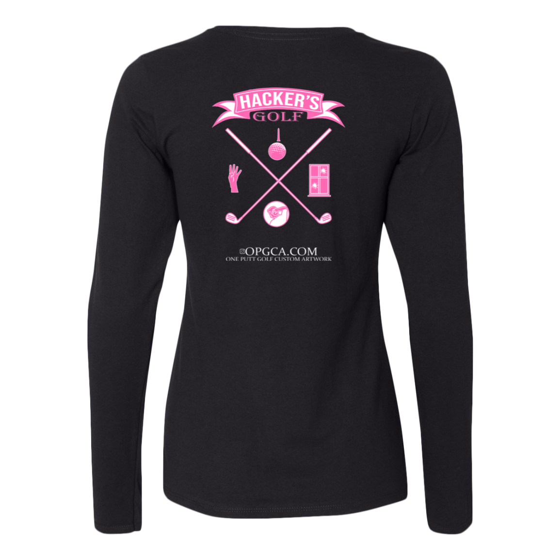 ZZZ#20 OPG Custom Design. 1st Annual Hackers Golf Tournament. Ladies Edition. Ladies’ Essential Dri-Power Long Sleeve Tee