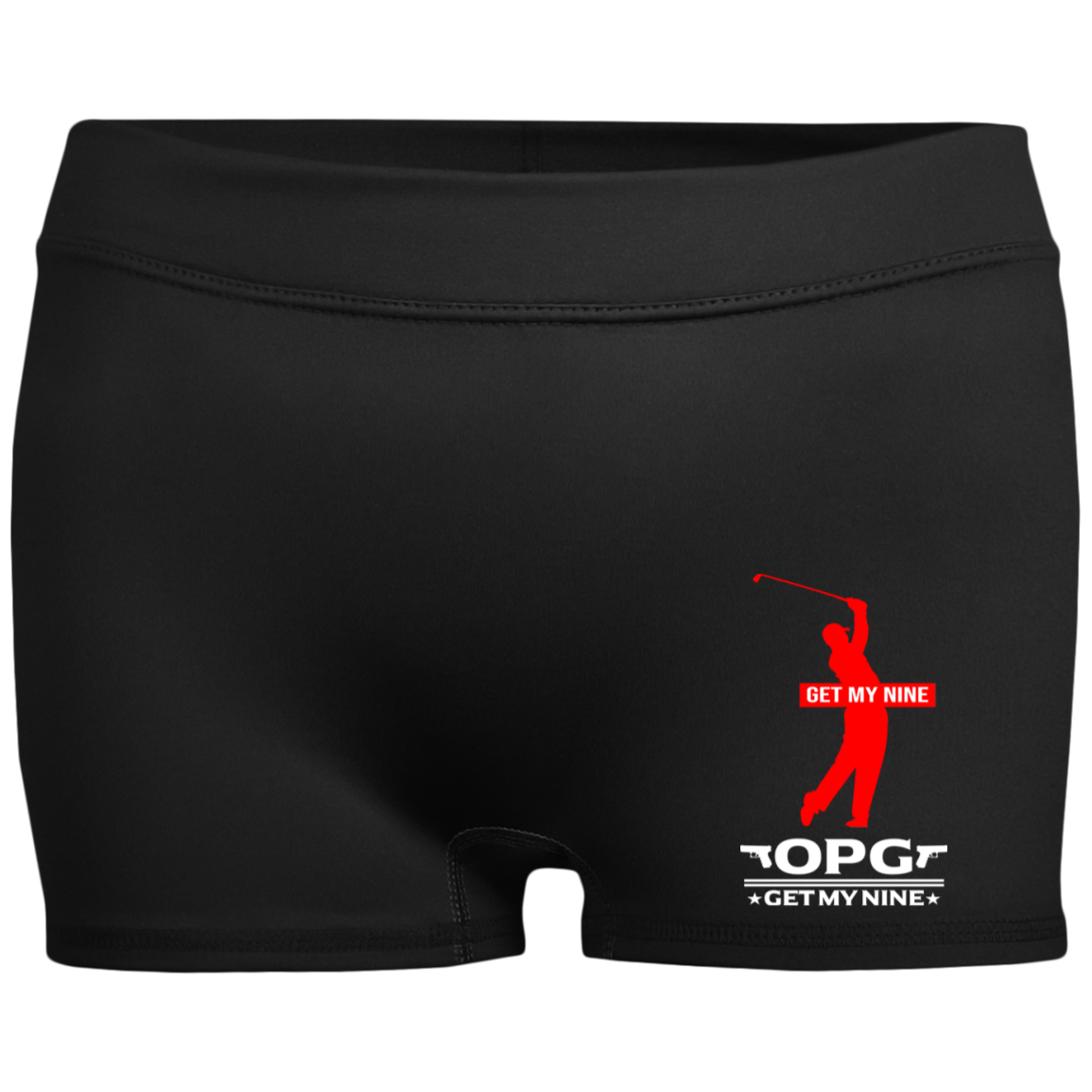 OPG Custom Design #16. Get My Nine. Male Version. Ladies' Fitted Moisture-Wicking 2.5 inch Inseam Shorts