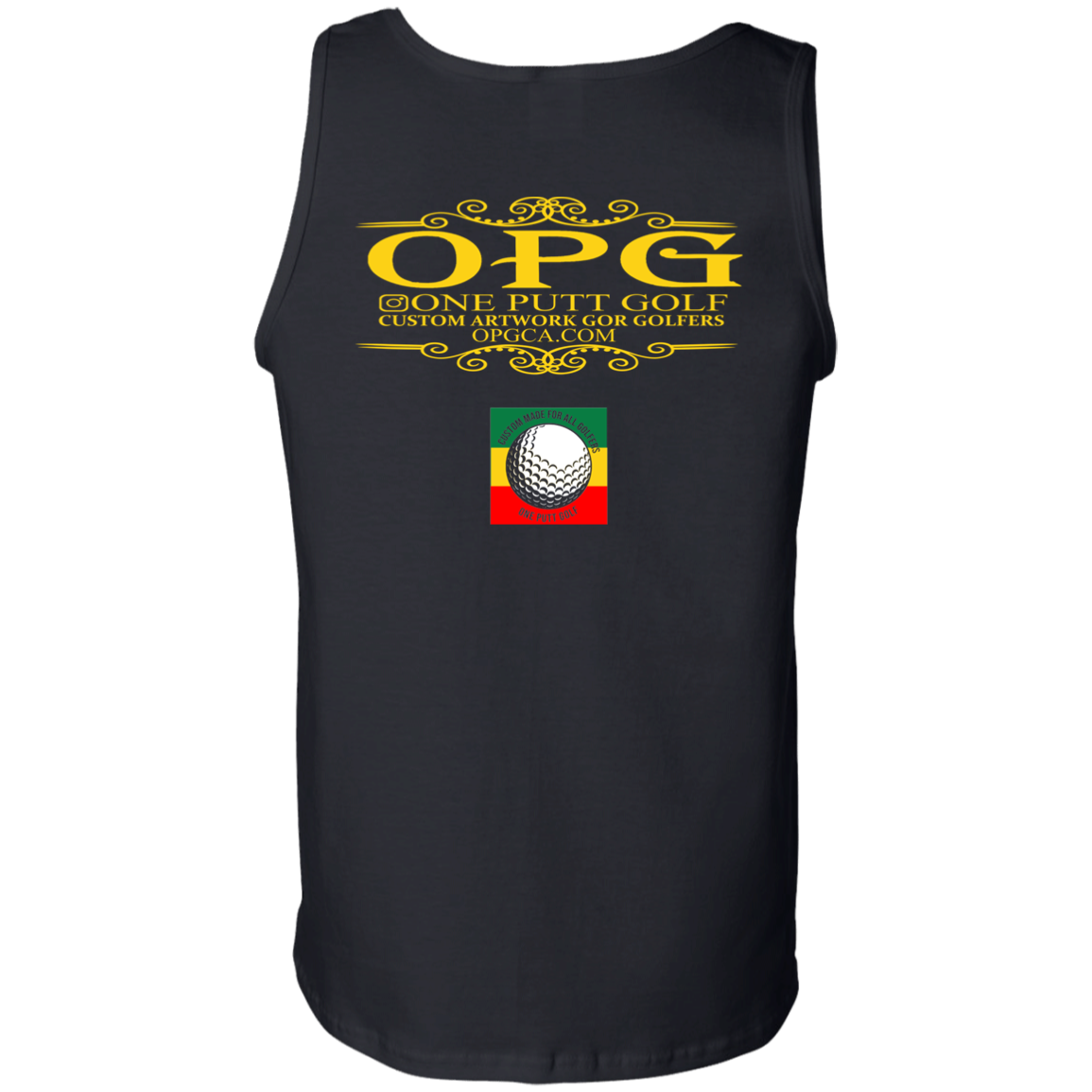 OPG Custom Design #22. One Putt / One Love Parody with Fan Art. Female Edition. 6 0z. 100% Cotton Tank Top