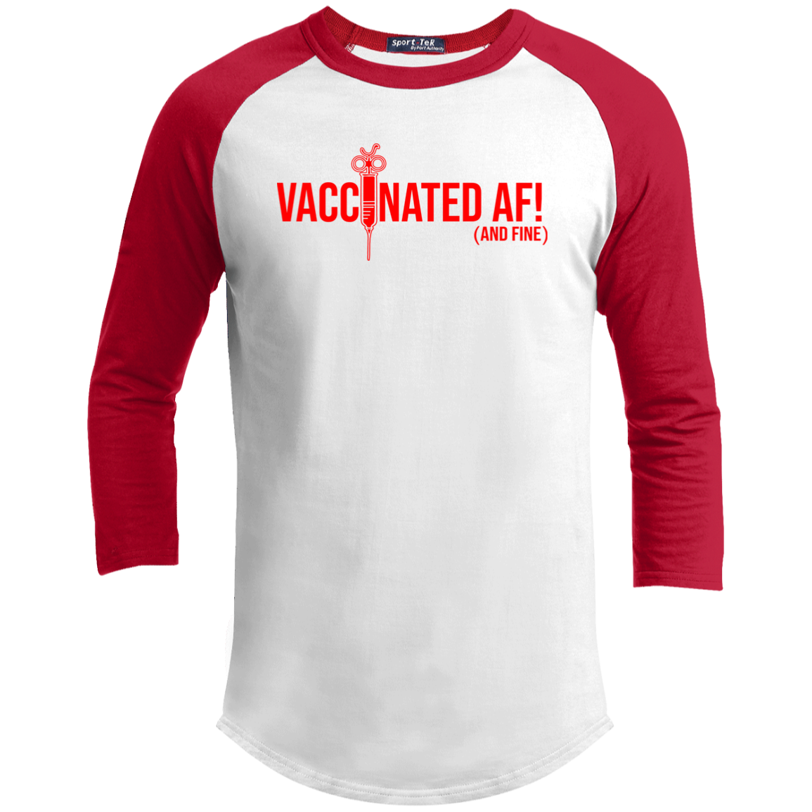 ArtichokeUSA Custom Design. Vaccinated AF (and fine). Youth 3/4 Raglan Sleeve Shirt