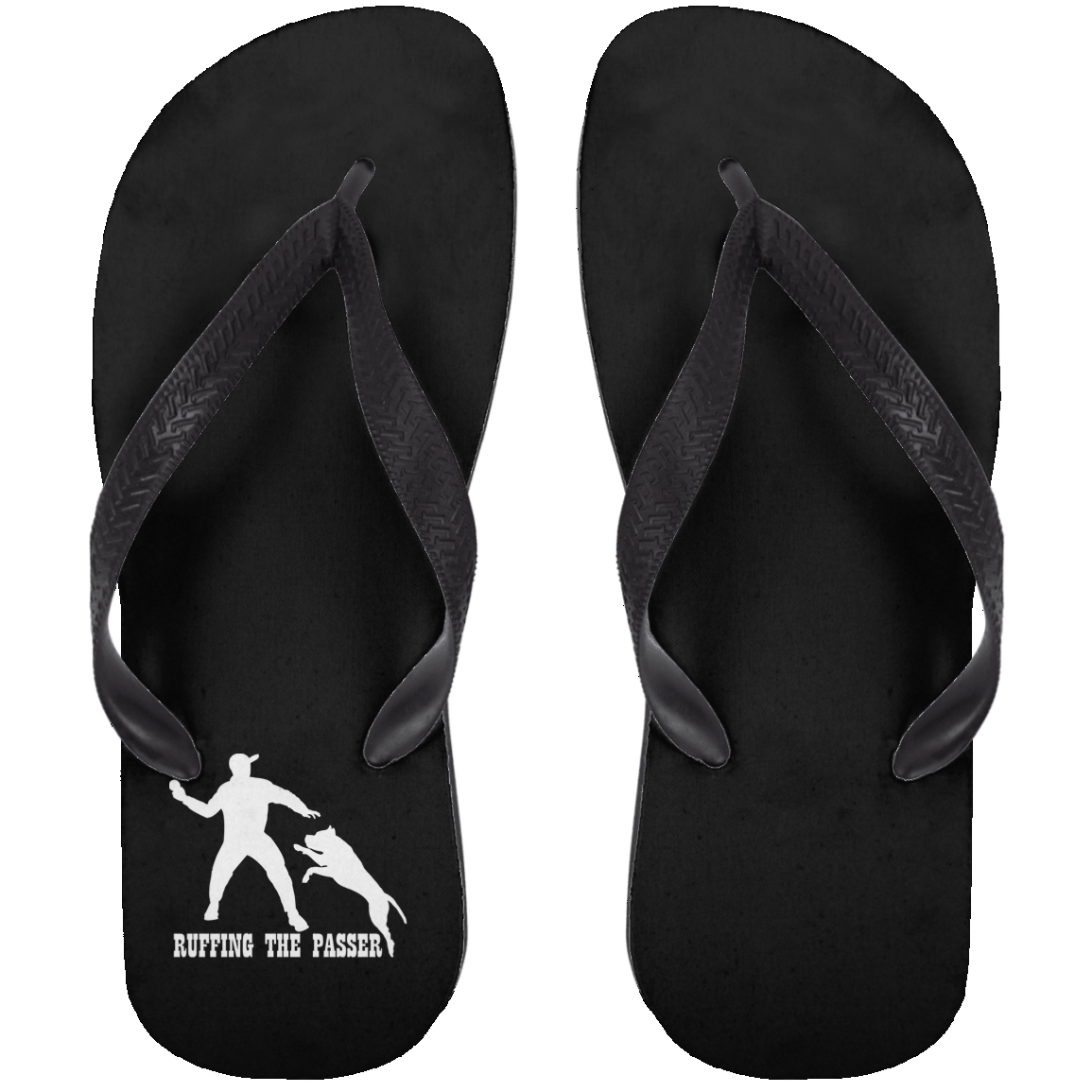 ArtichokeUSA Custom Design. Ruffing the Passer. Pitbull Edition. Male Version. Adult Flip Flops