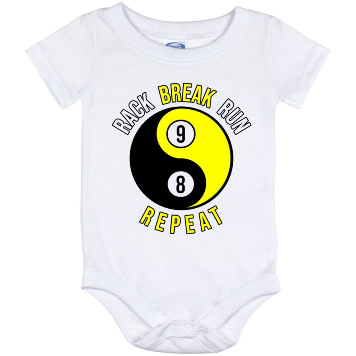 The GHOATS Custom Design #7. Rack Break Run Repeat. Ying Yang. Baby Onesie 12 Month