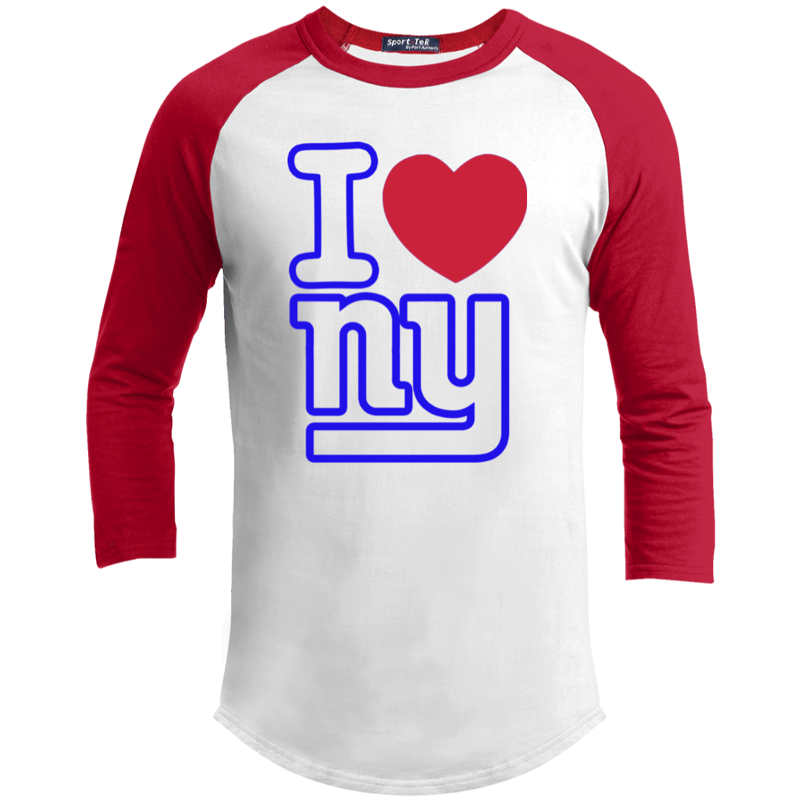 rtichokeUSA Custom Design. I heart New York Giants. NY Giants Football Fan Art. Youth 3/4 Raglan Sleeve Shirt