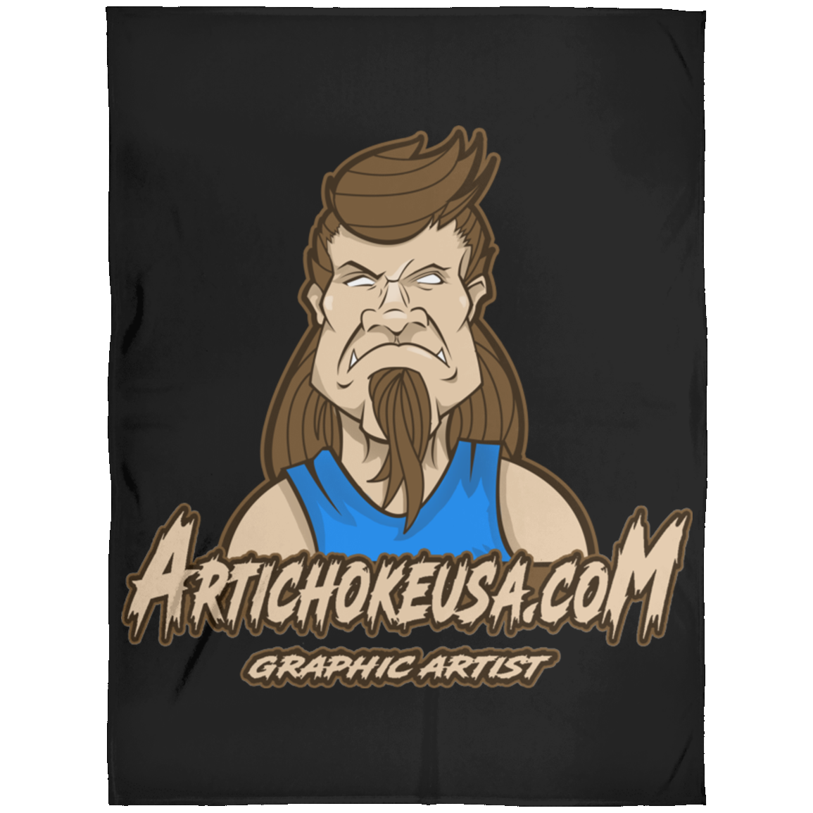 ArtichokeUSA Character and Font design. Let's Create Your Own Team Design Today. Mullet Mike. Arctic Fleece Blanket 60x80