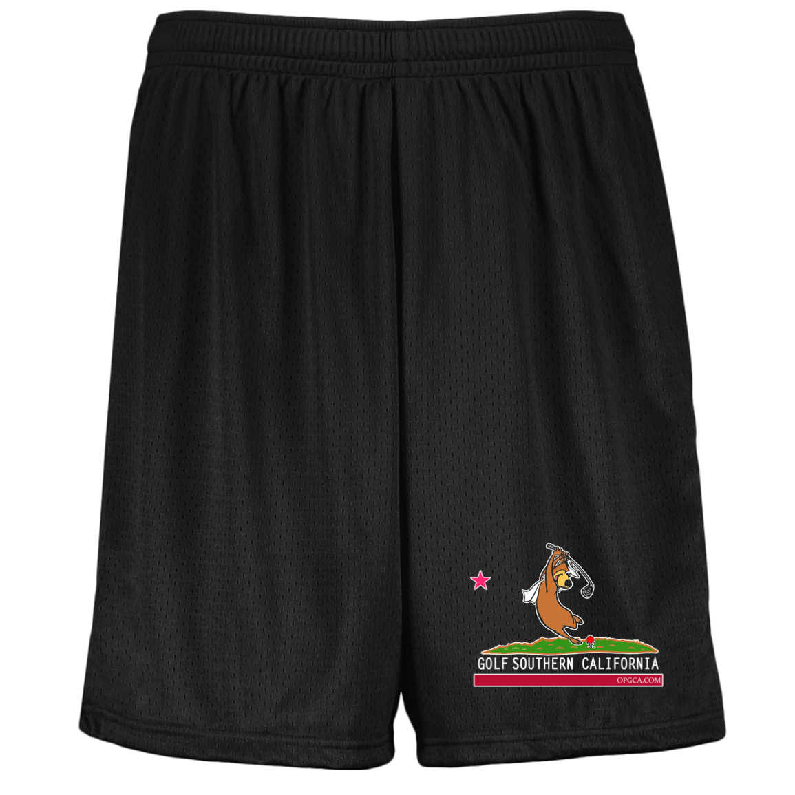 Custom Design #15. Golf Southern California with Yogi Fan Art. Youth Moisture-Wicking Mesh Shorts