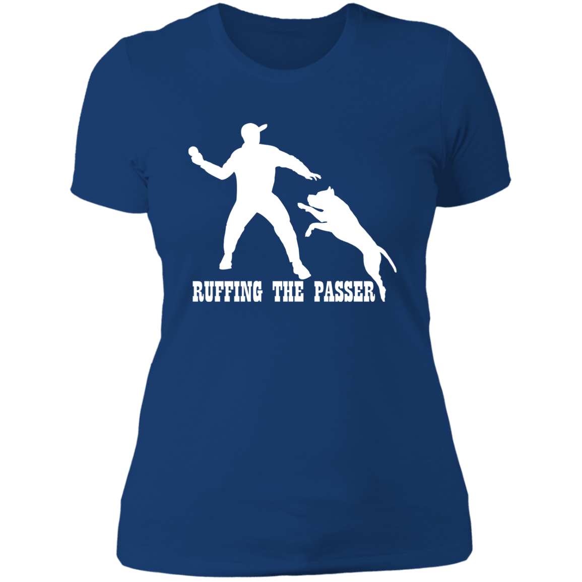 ArtichokeUSA Custom Design. Ruffing the Passer. Pitbull Edition. Male Version. Ladies' Boyfriend T-Shirt