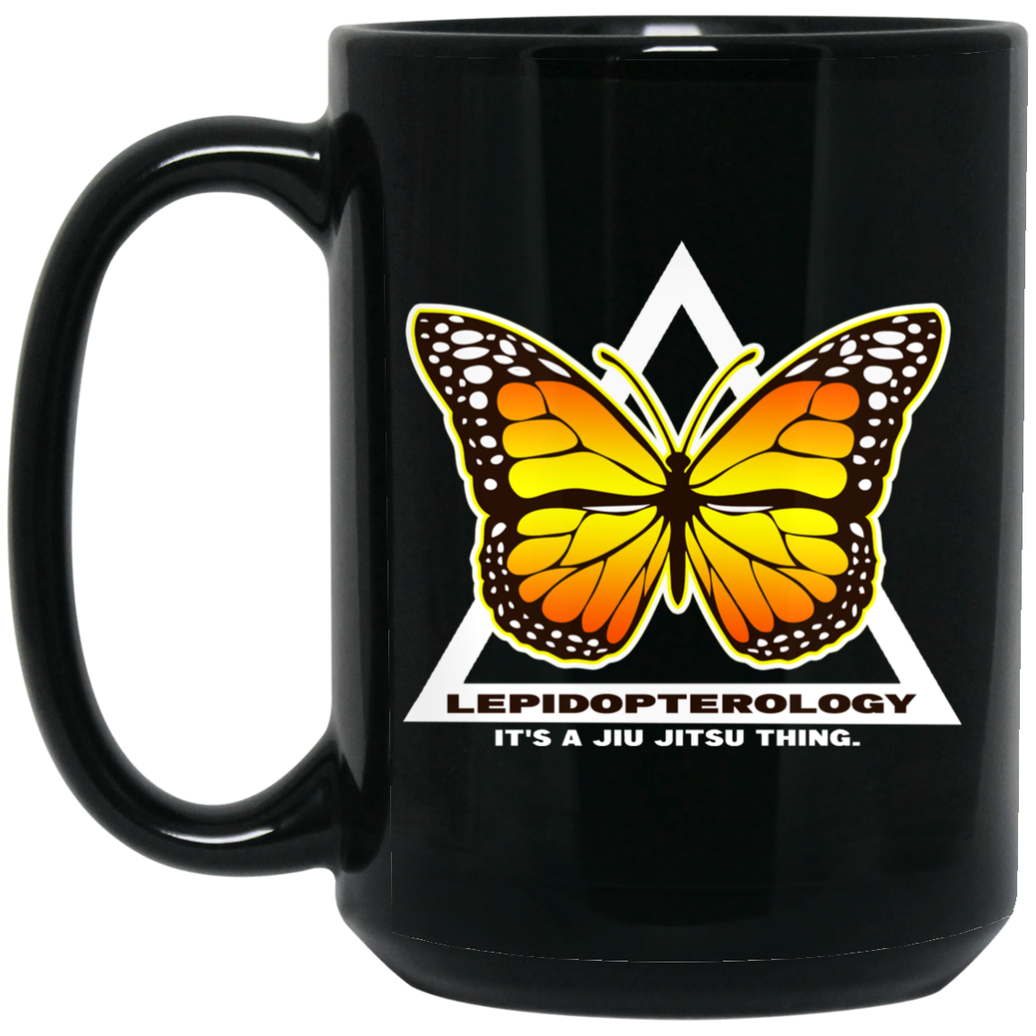 Artichoke Fight Gear Custom Design #6. Lepidopterology (Study of butterflies). Butterfly Guard. 15 oz. Black Mug