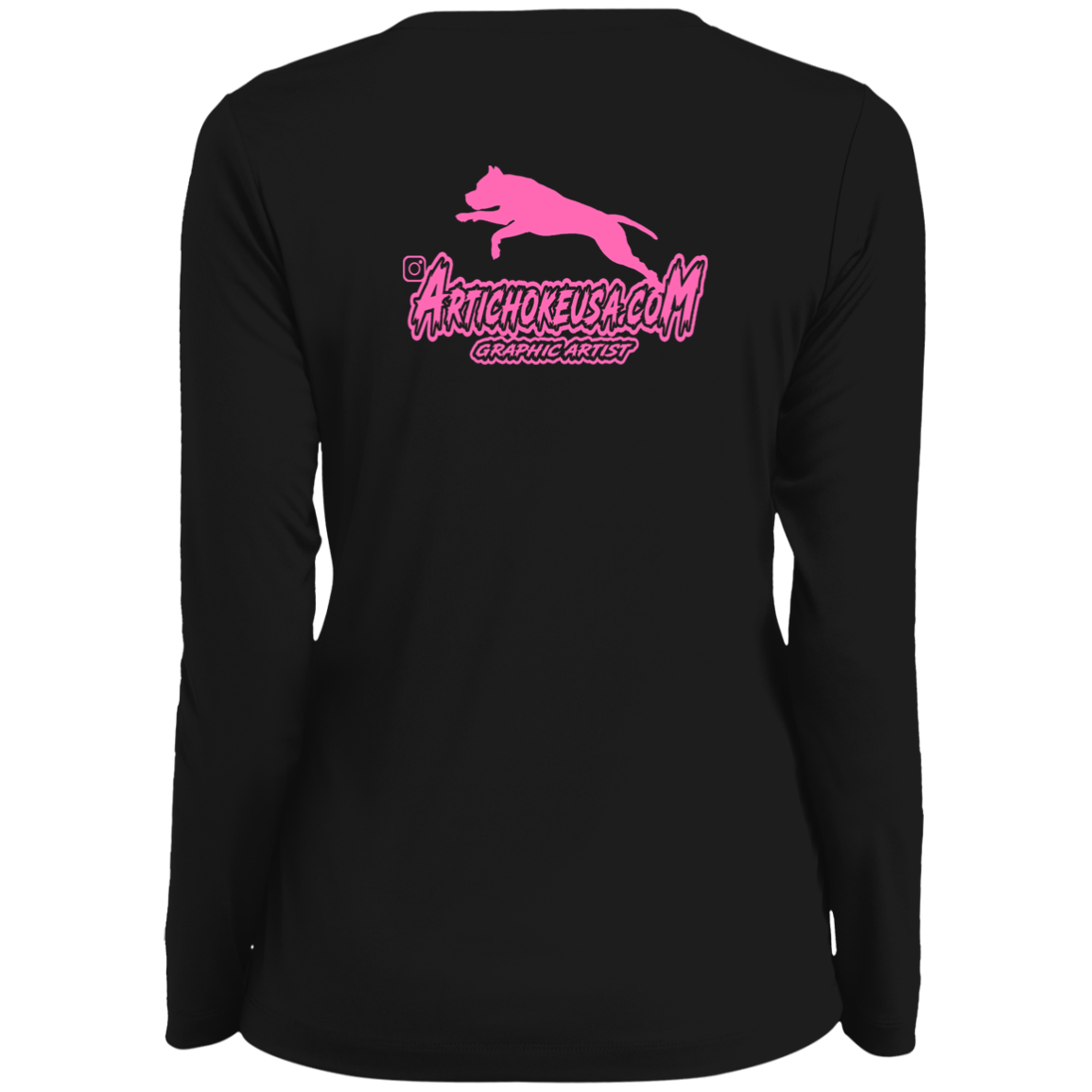ArtichokeUSA Custom Design. Ruffing the Passer. Pitbull Edition. Female Version. Ladies' Moisture-Wicking Long Sleeve V-Neck Tee