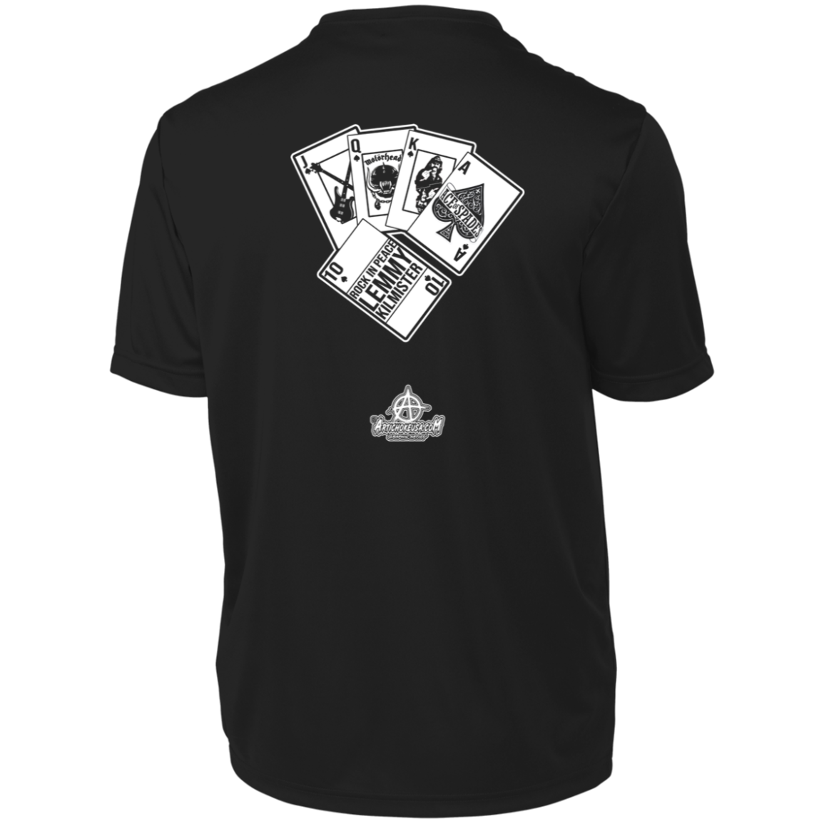 ArtichokeUSA Custom Design. Lemmy Kilmister "Ace of Spades" Tribute Fan Art Version 2 of 2. Men's Moisture-Wicking Tee