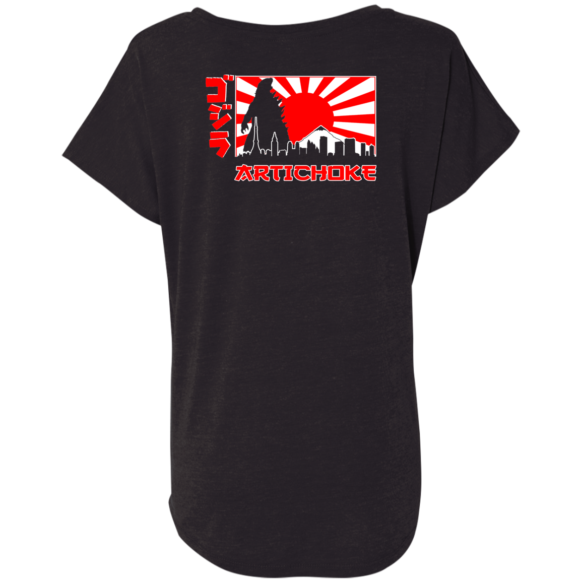 ArtichokeUSA Custom Design. Fan Art Mechagodzilla/Godzilla. Ladies' Triblend Dolman Sleeve