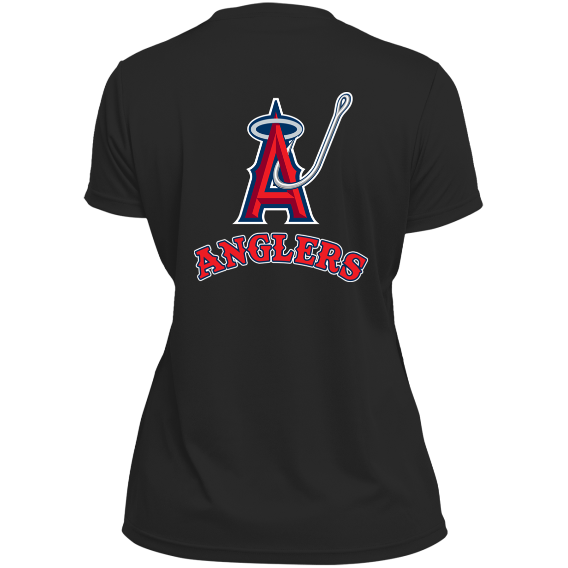 ArtichokeUSA Custom Design. Anglers. Southern California Sports Fishing. Los Angeles Angels Parody. Ladies’ Moisture-Wicking V-Neck Tee
