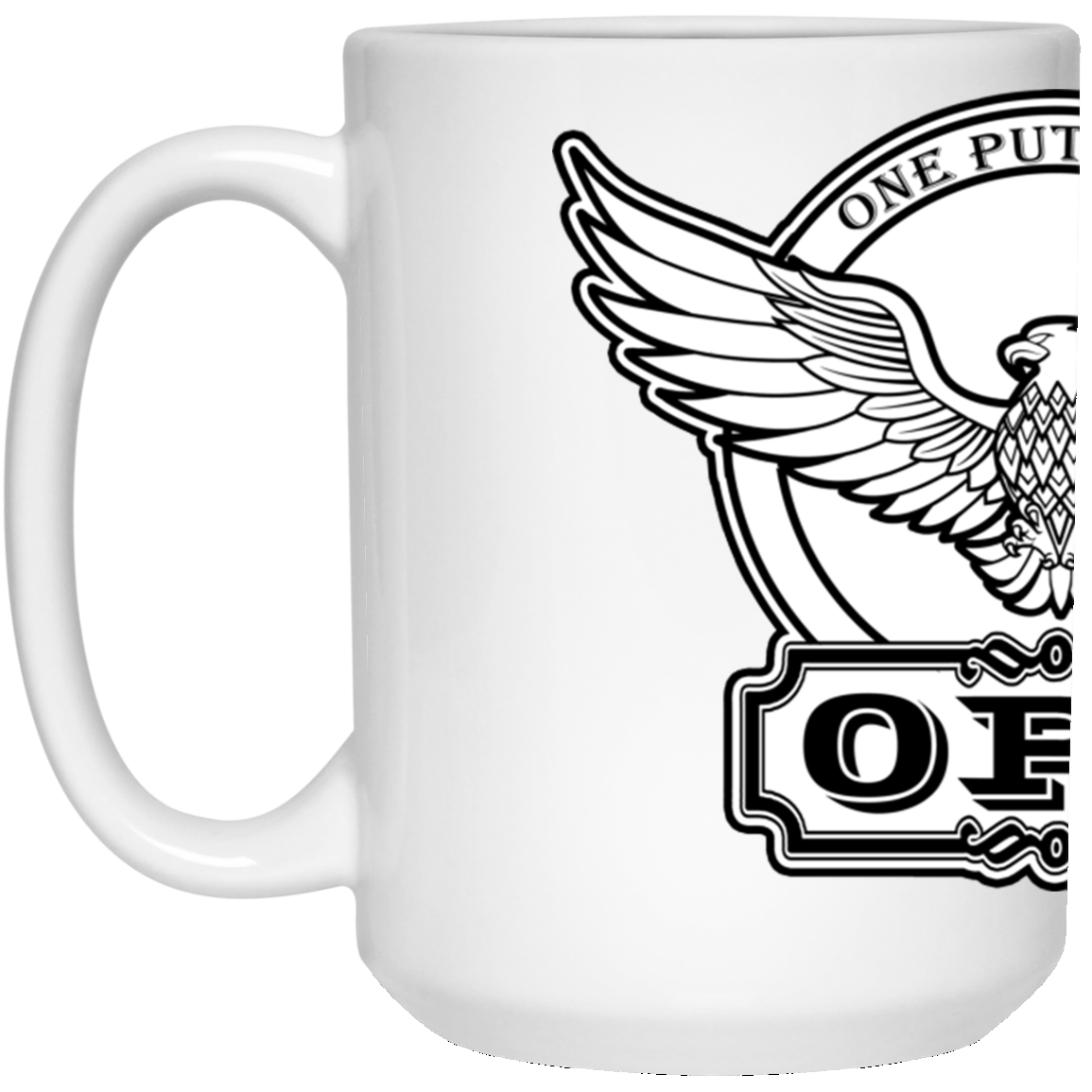 OPG Custom Design #00. OPG - One Putt Golf. Front and Back Design. 15 oz. White Mug
