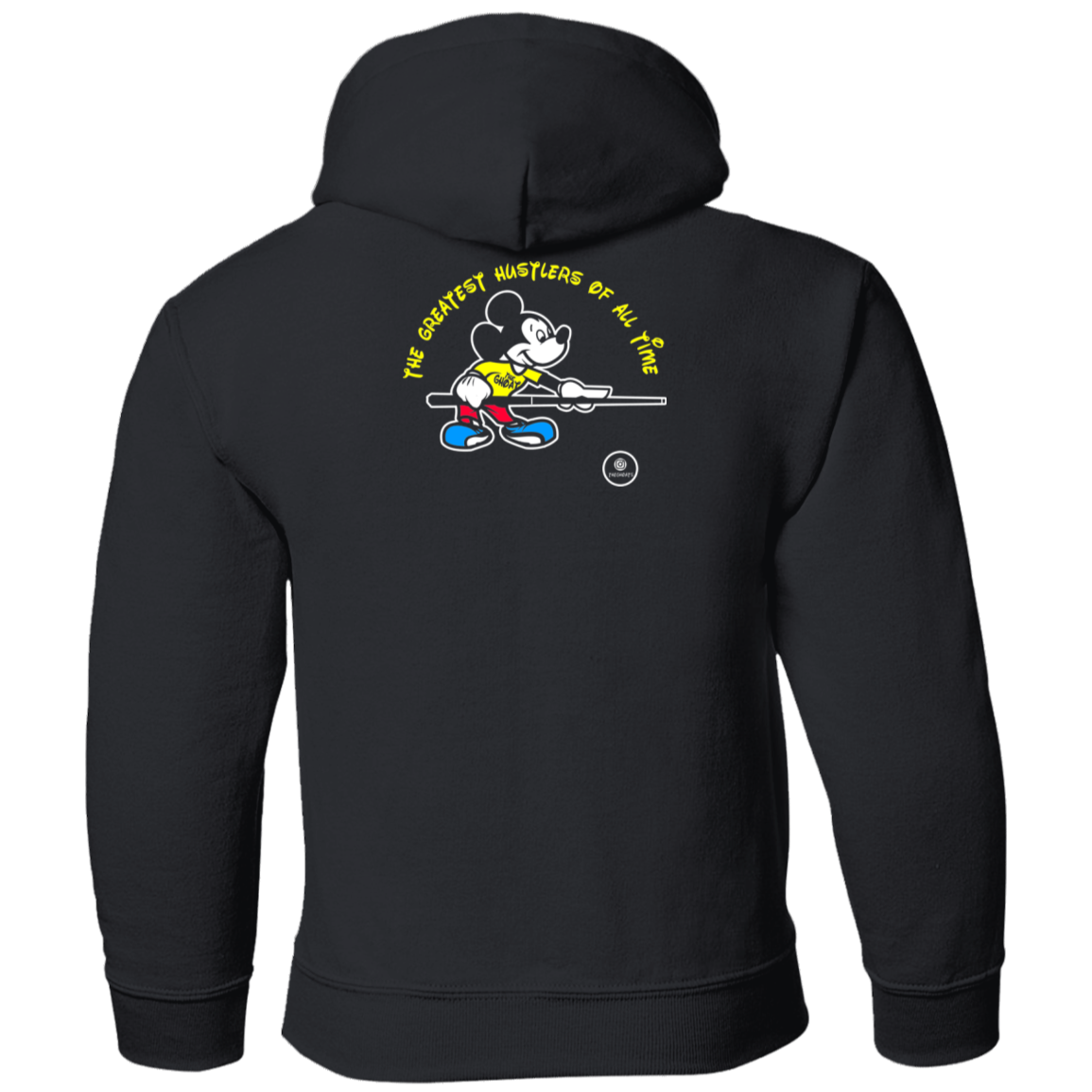 The GHOATS Custom Design #19. Look at the back. Mickey Hustle. Mickey Fan Art. Youth Pullover Hoodie