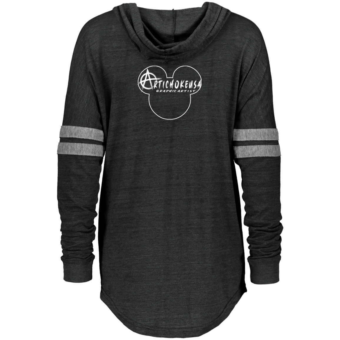 ArtichokeUSA Custom Design. Las Vegas Raiders & Mickey Mouse Mash Up. Fan Art. Parody. Ladies Hooded Low Key Pullover