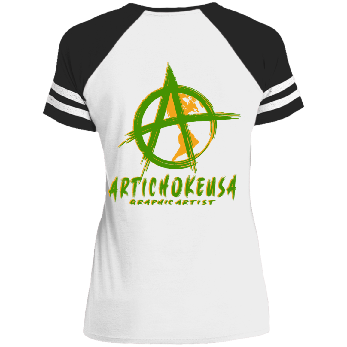ArtichokeUSA Custom Design. EARTH-ART=EH. Ladies' Game V-Neck T-Shirt