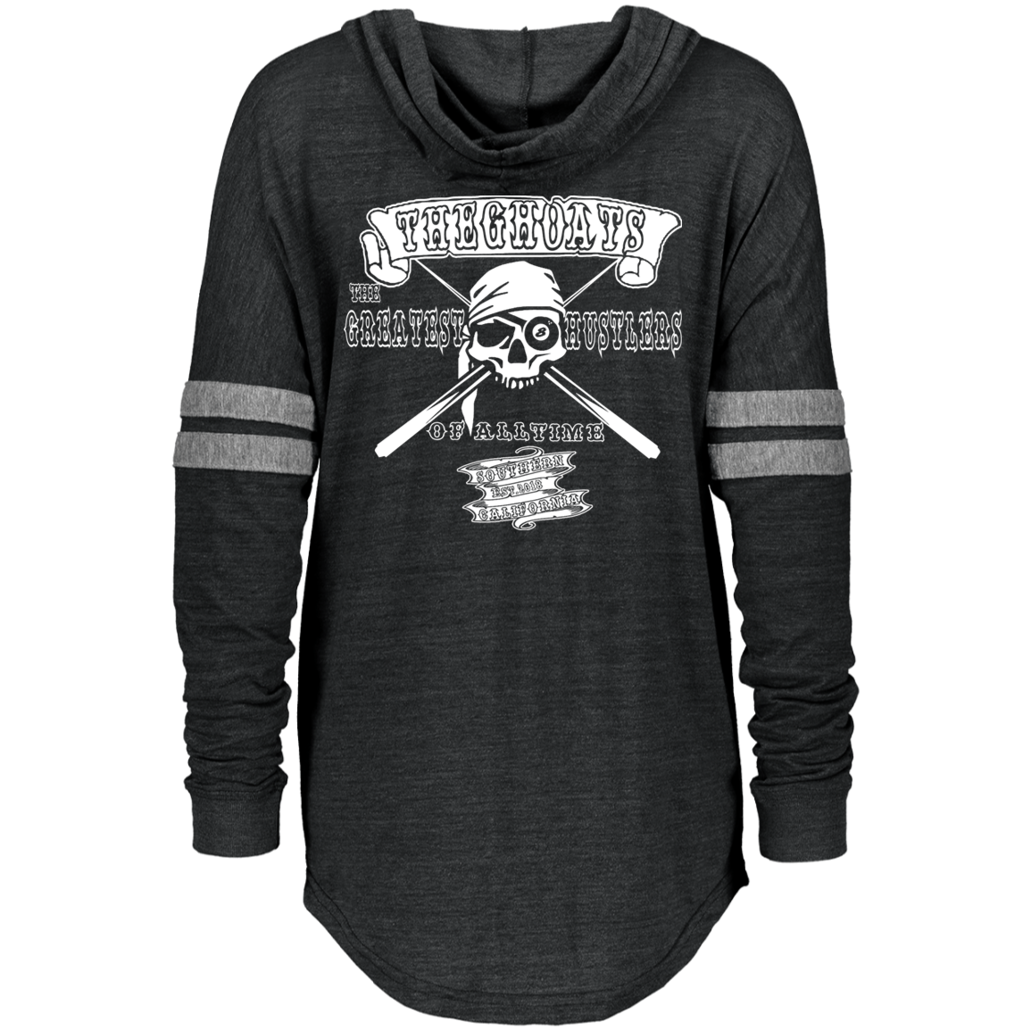 The GHOATS Custom Design. #4 Motorcycle Club Style. Ver 2/2. Ladies Hooded Low Key Pullover