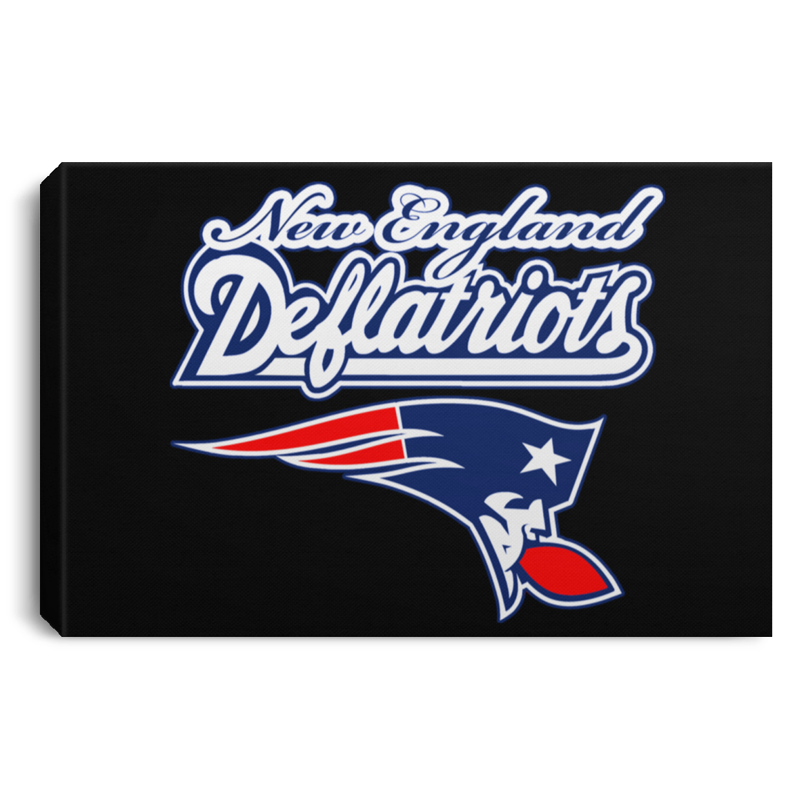 ArtichokeUSA Custom Design. New England Deflatriots. New England Patriots Parody. Landscape Canvas .75in Frame