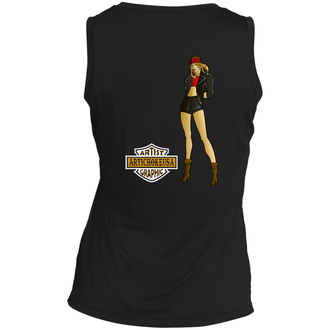 ArtichokeUSA Custom Design. Façade: (Noun) A false appearance that makes someone or something seem more pleasant or better than they really are. Ladies' Sleeveless V-Neck