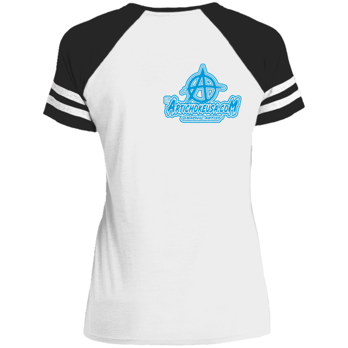 ArtichokeUSA Character and Font design. Let's Create Your Own Team Design Today. My first client Charles. Ladies' Game V-Neck T-Shirt