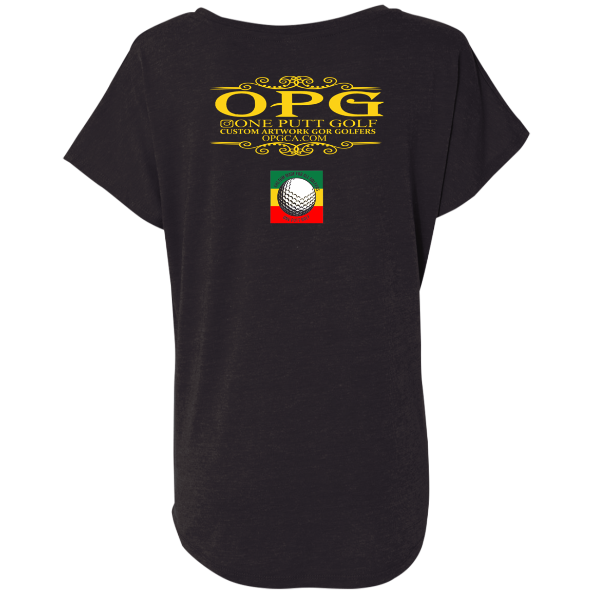 OPG Custom Design #22. One Putt / One Love Parody with Fan Art. Female Edition. Ladies' Triblend Dolman Sleeve