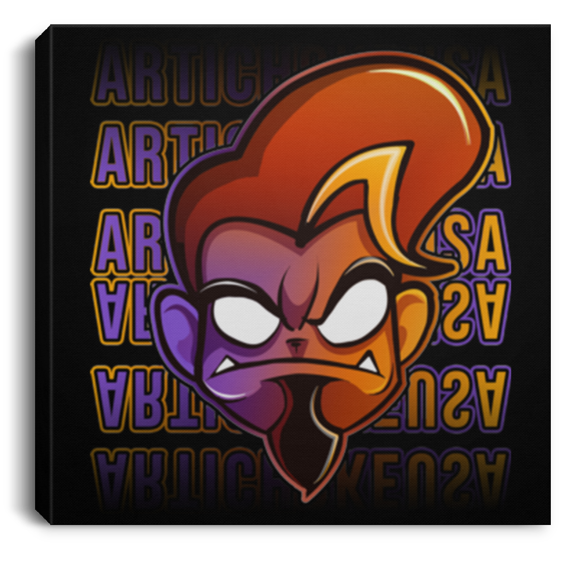 ArtichokeUSA Character and Font design. Let's Create Your Own Team Design Today. Arthur. Square Canvas .75in Frame