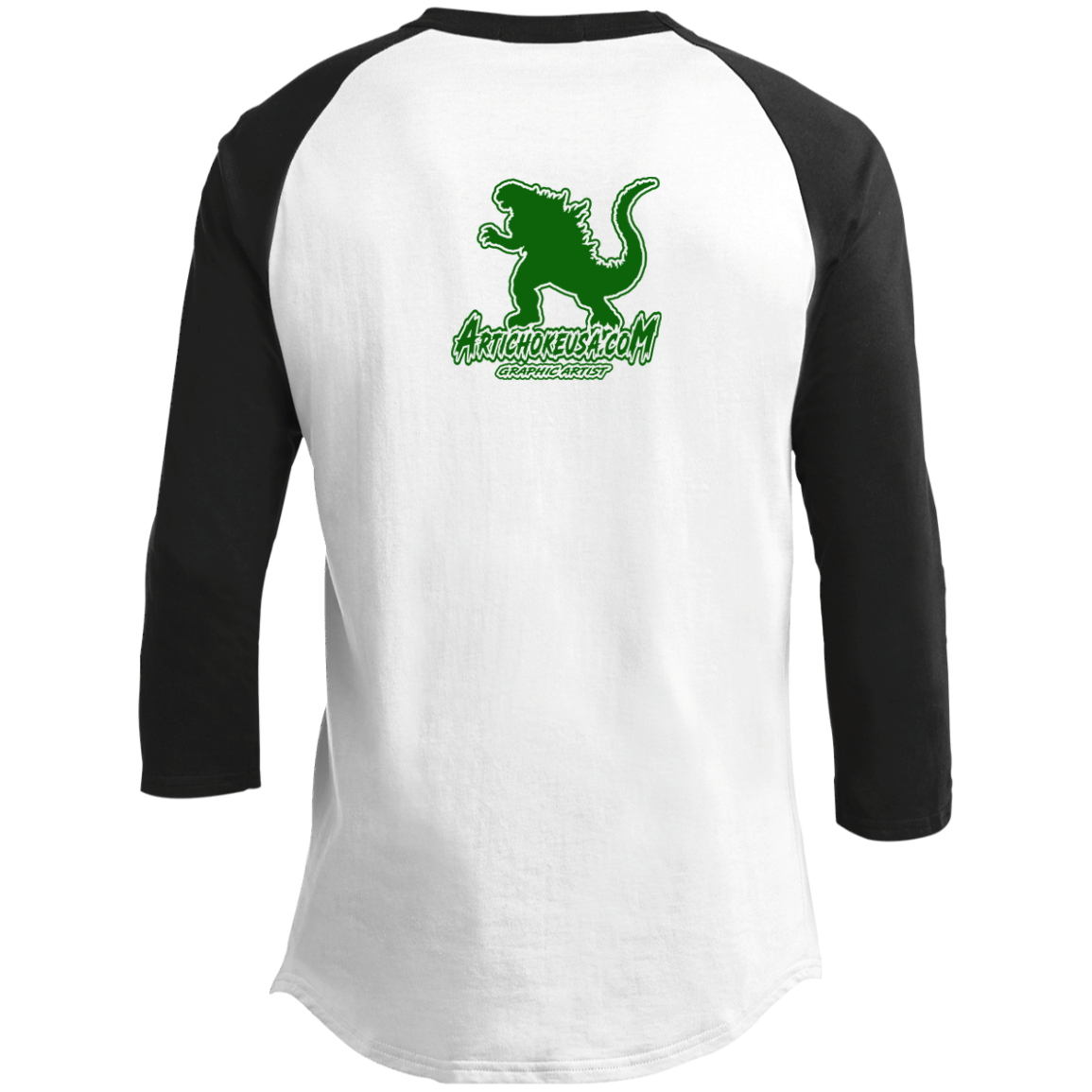 ArtichokeUSA Custom Design. I Heart Kaiju. Fan Art. Men's 3/4 Raglan Sleeve Shirt