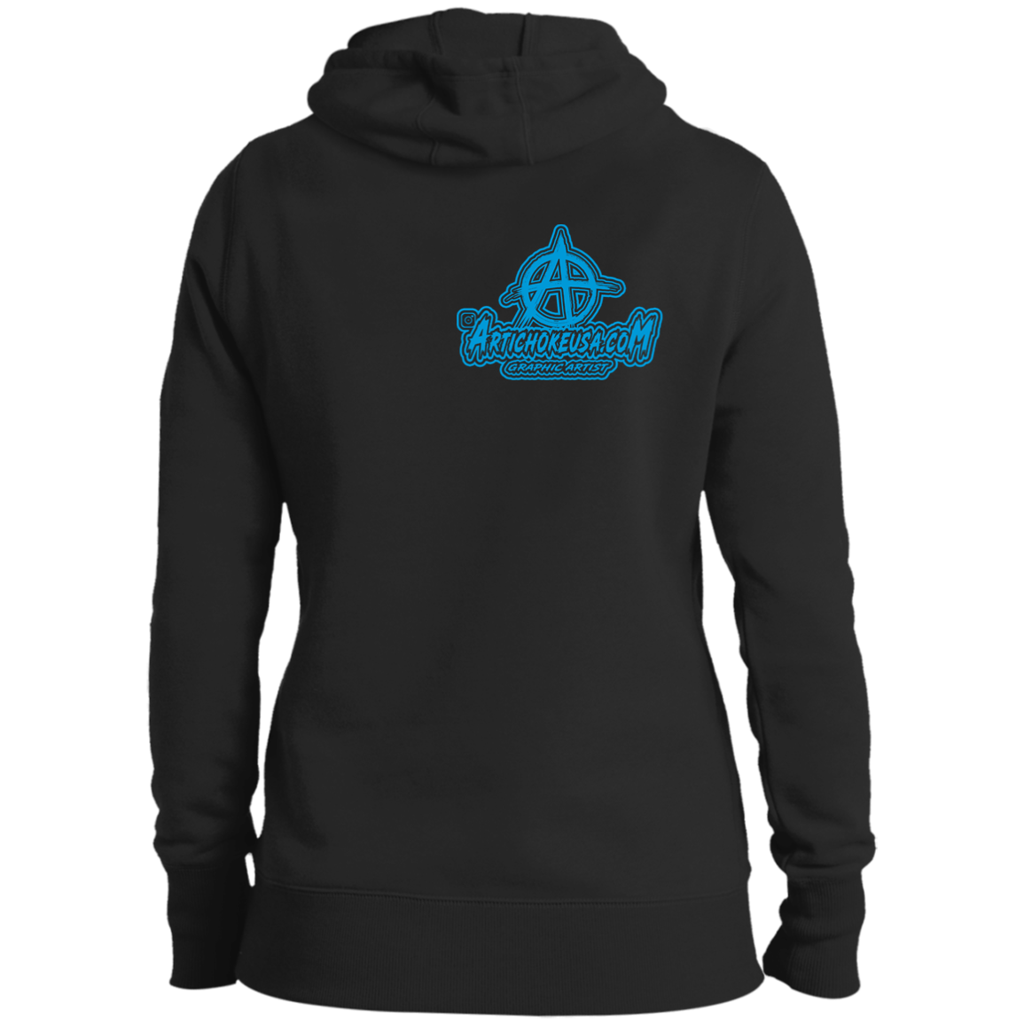 ArtichokeUSA Character and Font design. Let's Create Your Own Team Design Today. My first client Charles. Ladies' Pullover Hooded Sweatshirt