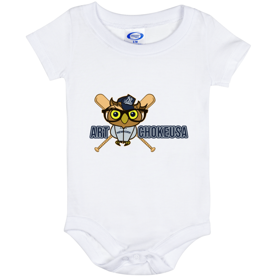 ArtichokeUSA Character and Font design. New York Owl. NY Yankees Fan Art. Let's Create Your Own Team Design Today. Baby Onesie 6 Month