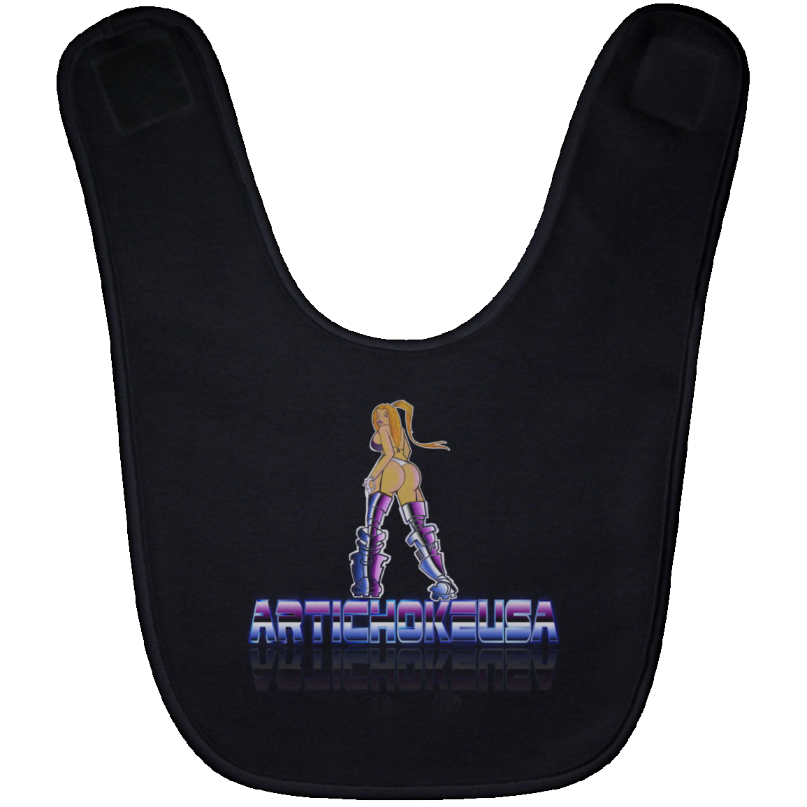 ArtichokeUSA Character and Font design. Let's Create Your Own Team Design Today. Dama de Croma. Baby Bib