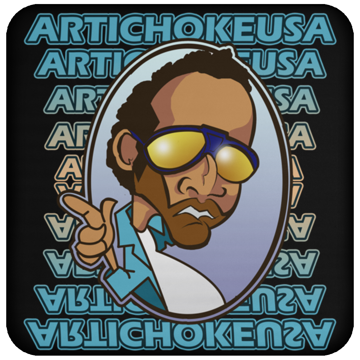 ArtichokeUSA Character and Font design. Let's Create Your Own Team Design Today. My first client Charles. Coaster