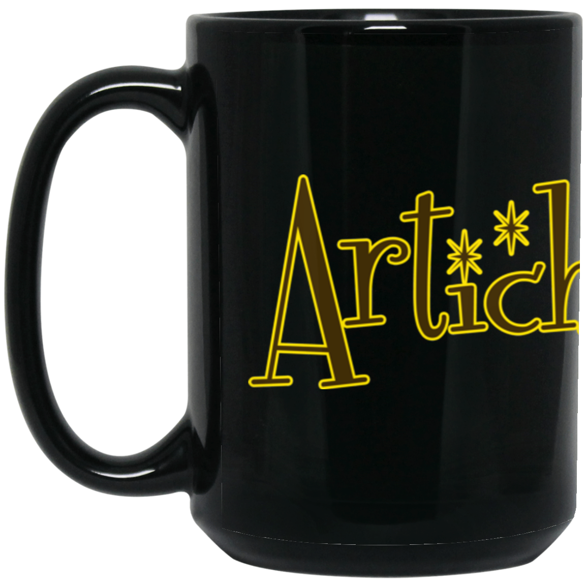 ArtichokeUSA custom design with text #18. 15 oz. Black Mug