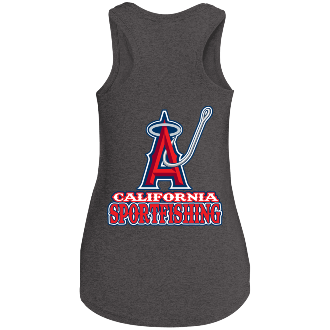 ArtichokeUSA Custom Design. Anglers. Southern California Sports Fishing. Los Angeles Angels Parody. Ladies' Tri Racerback Tank