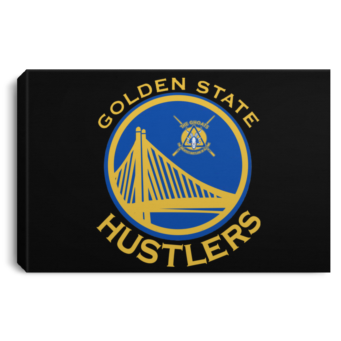 The GHOATS Custom Design. #12 GOLDEN STATE HUSTLERS. Landscape Canvas .75in Frame