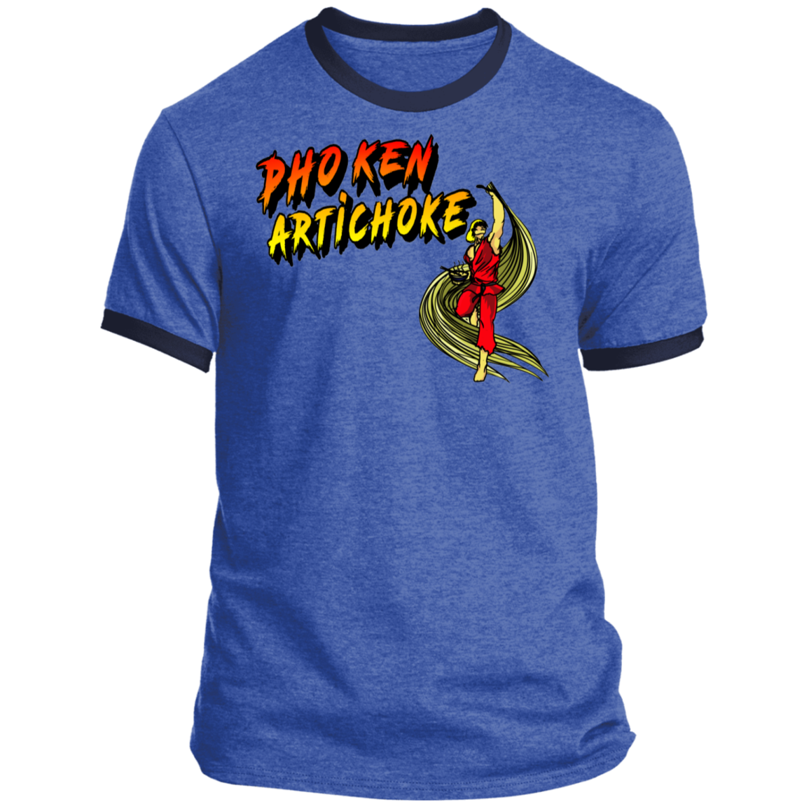 ArtichokeUSA Custom Design. Pho Ken Artichoke. Street Fighter Parody. Gaming. Ringer Tee