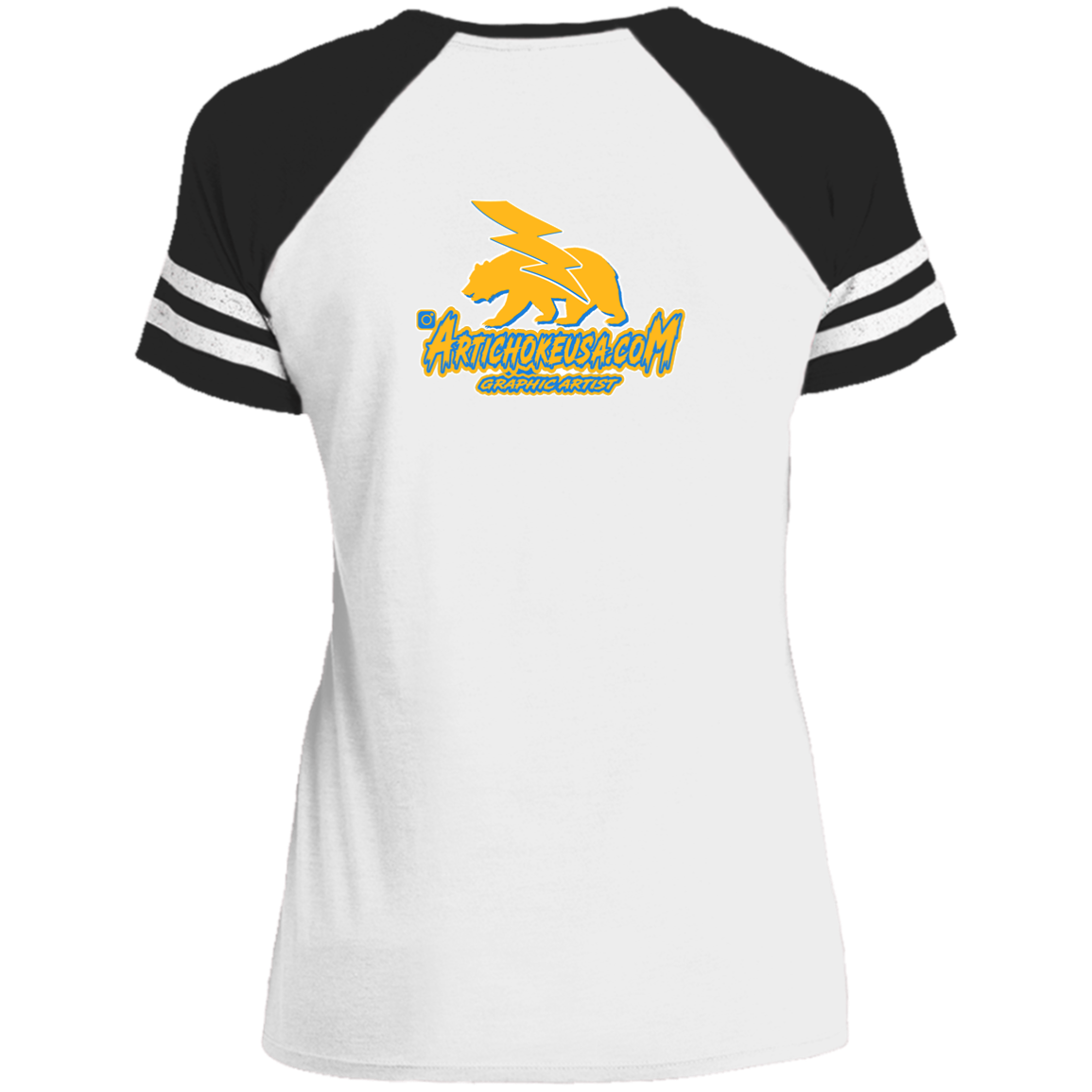 ArtichokeUSA Custom Design. Los Angeles Chargers Fan Art. Ladies' Game V-Neck T-Shirt