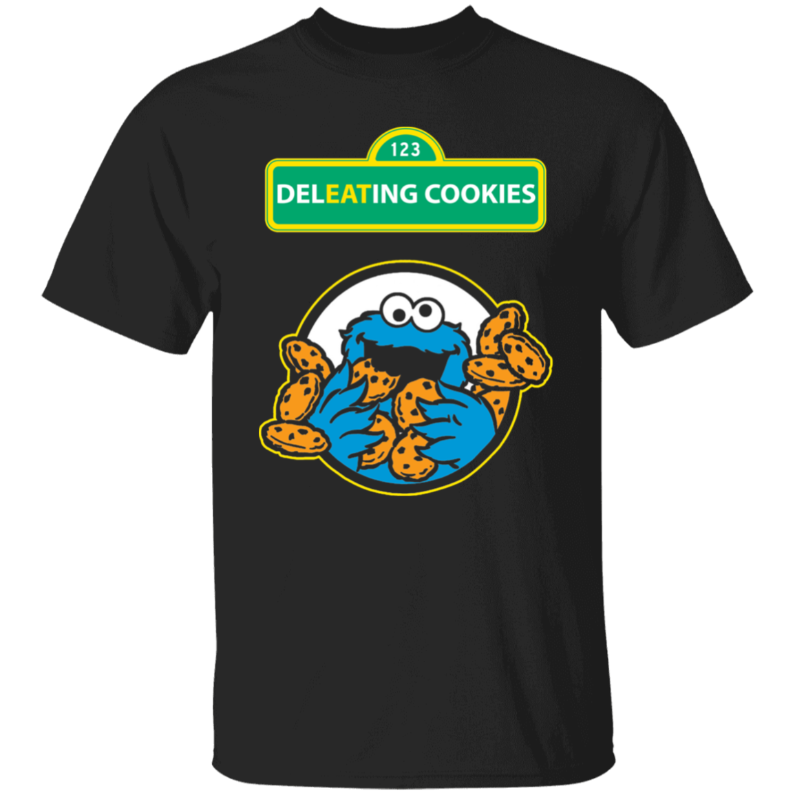 ArtichokeUSA Custom Design #55. DelEATing Cookes. IT humor. Cookie Monster Parody. Basic 100% Cotton T-Shirt