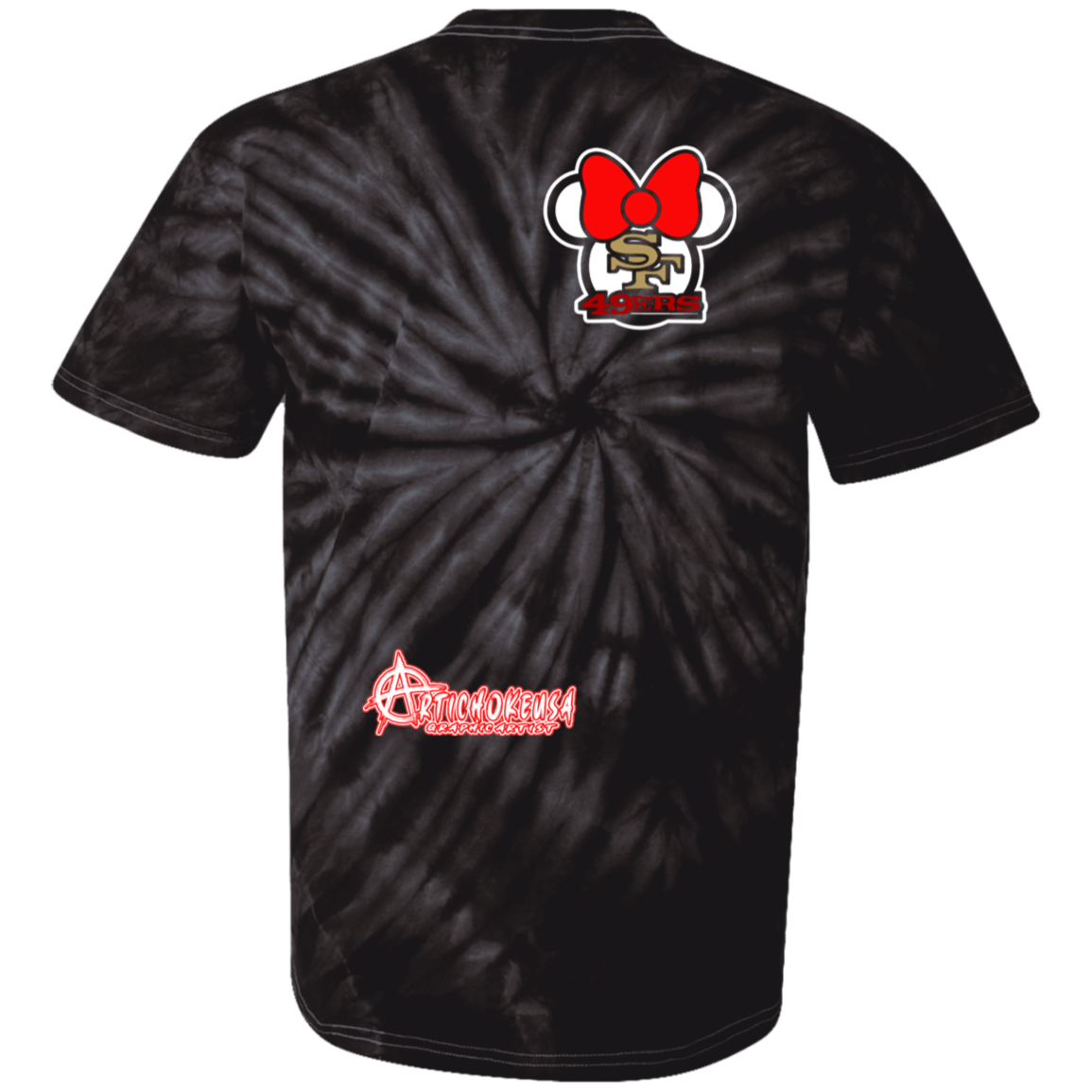 ArtichokeUSA Custom Design #51. These are a few of my favorite things. SF 49ers/Hello Kitty/Mickey Mouse Fan Art. Tie Dye 100% Cotton T-Shirt