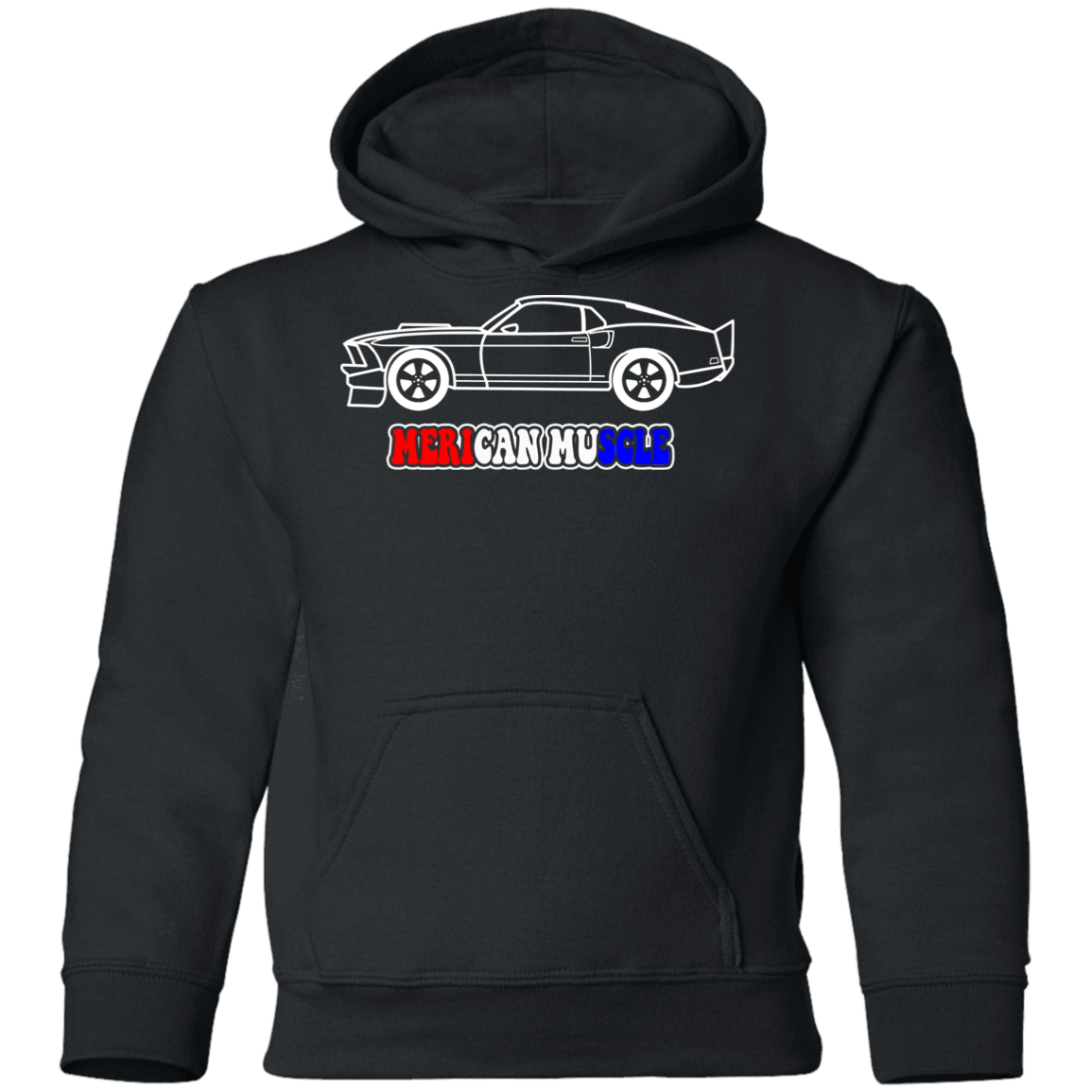 ArtichokeUSA Custom Design. Merican Muscle. Wu-Tang / Mustang Parody. Youth Pullover Hoodie