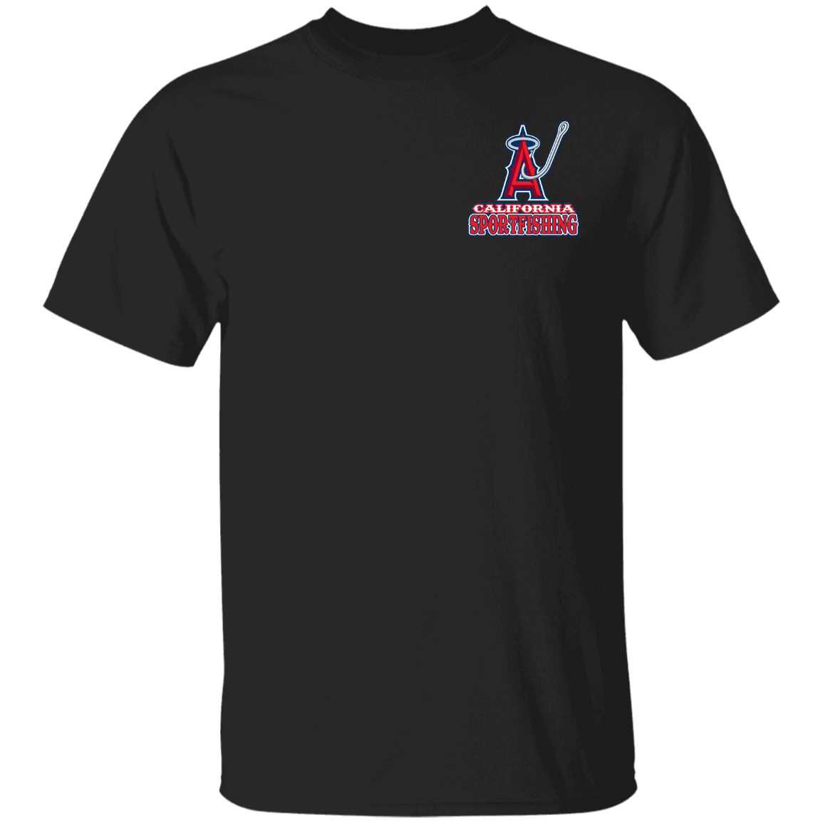 ArtichokeUSA Custom Design. Anglers. Southern California Sports Fishing. Los Angeles Angels Parody. 5.3 oz. T-Shirt