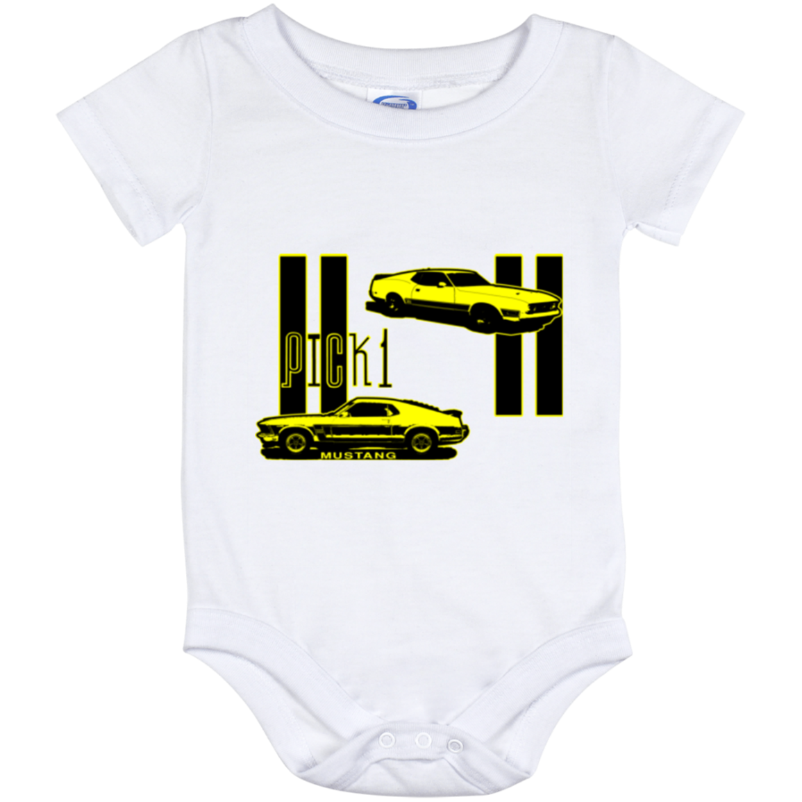 ArtichokeUSA Custom Design. Pick 1 Mustang. Mach 1 Mustang Parody. Cars. Baby Onesie 12 Month