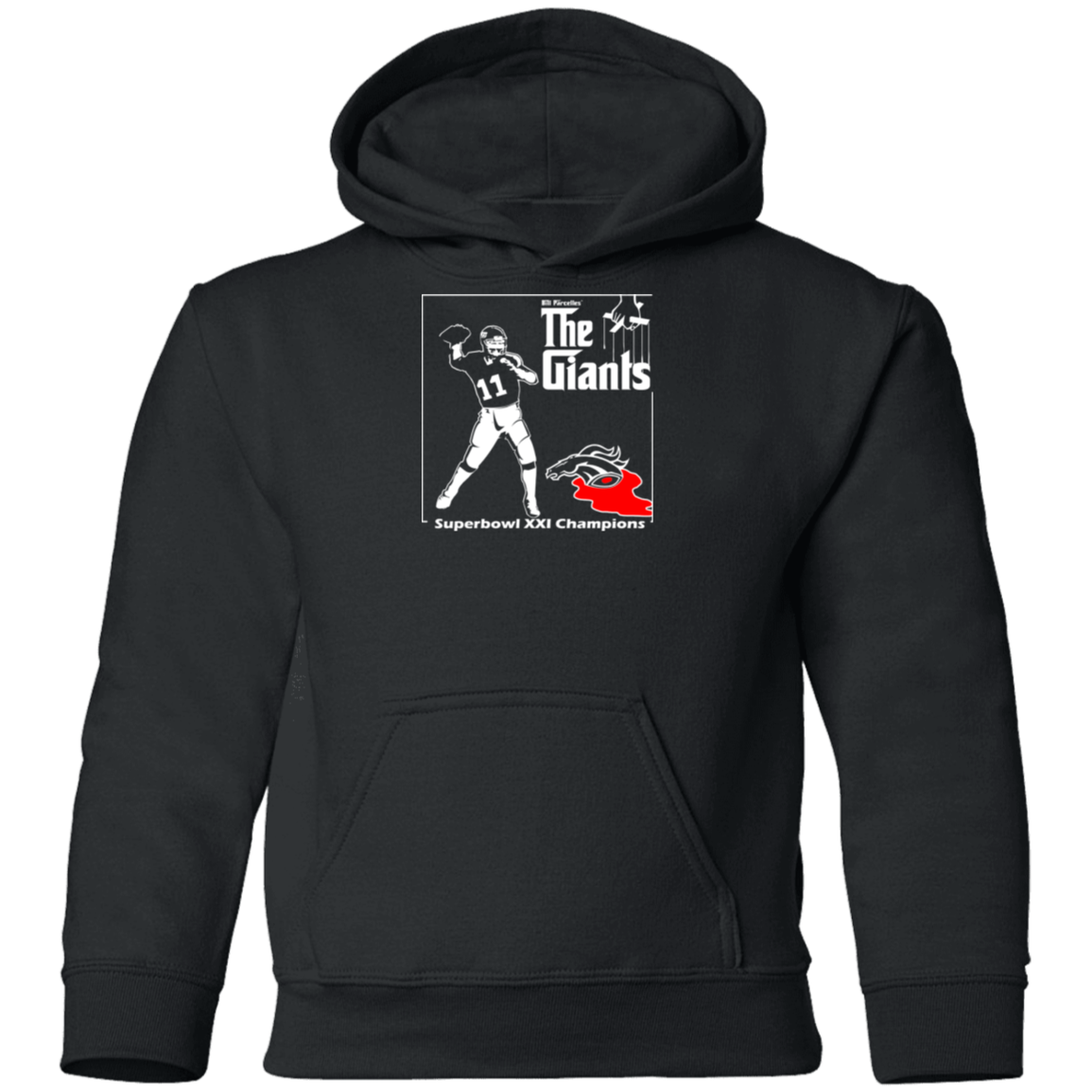 ArtichokeUSA Custom Design. Godfather Simms. NY Giants Superbowl XXI Champions. Fan Art. Youth Pullover Hoodie