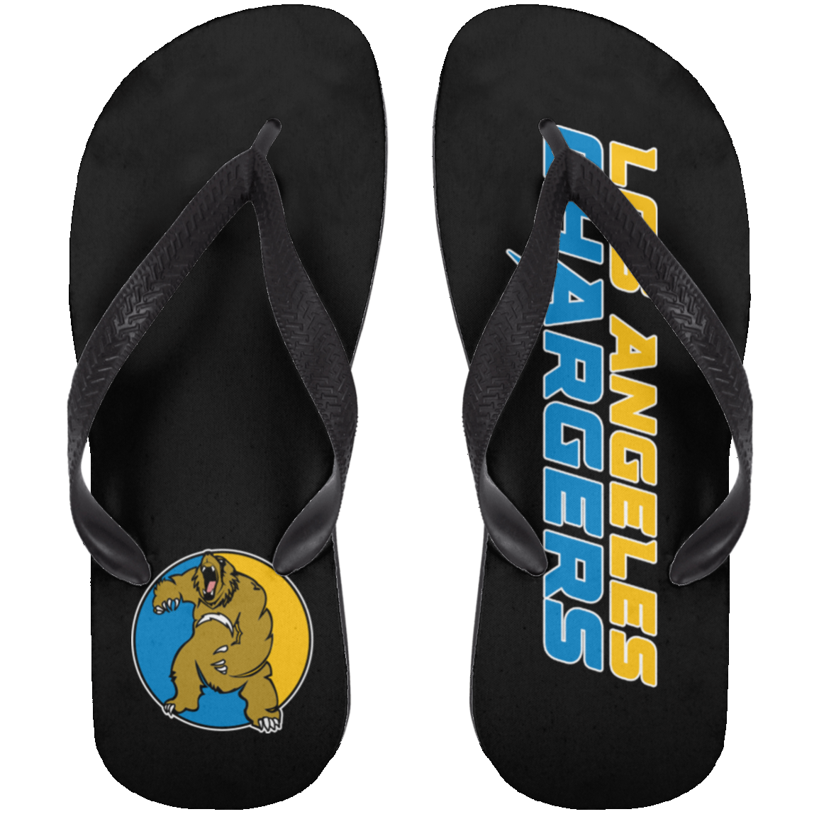 ArtichokeUSA Custom Design. Los Angeles Chargers Fan Art. Adult Flip Flops