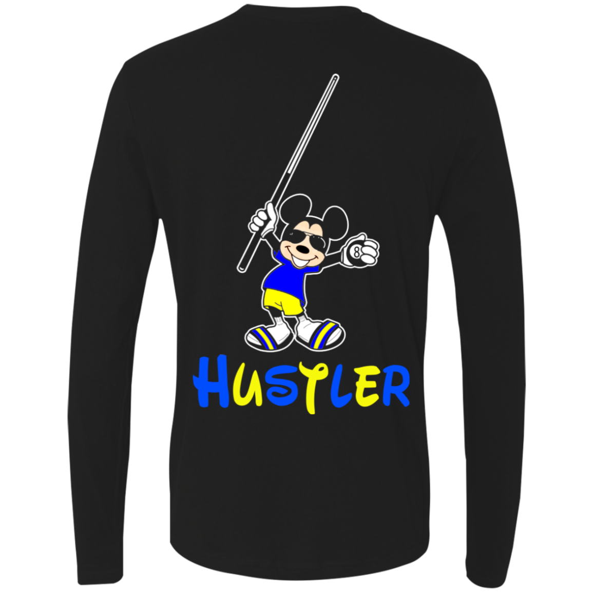 The GHOATS Custom Design #20. Look at the back. Hustle Mouse. Mickey Mouse Fan Art. Ultra Soft Fitted Men's Long Sleeve