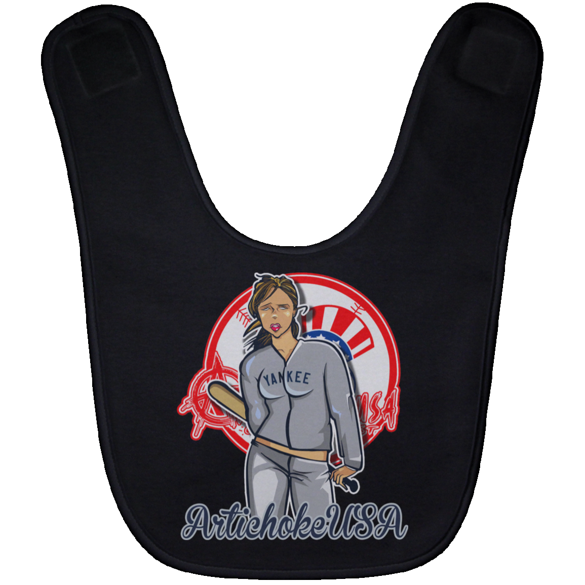 ArtichokeUSA Character and Font Design. Let’s Create Your Own Design Today. Brooklyn. Baby Bib